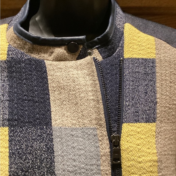 NWOT BCBG MAXAZARIA DENIM PATCHWORK JAKOB MOTO JACKET SZ. S - Picture 12 of 14